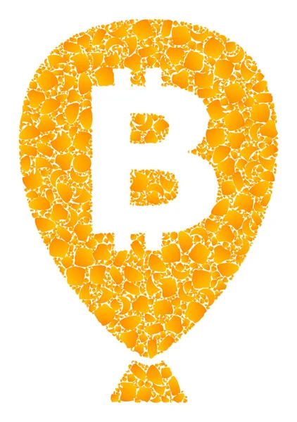 Golden Vector Bitcoin Balloon Mosaic Icon — стоковий вектор