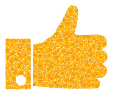 Altın Vektör Başparmağı Yukarı Mozaik Simgesi