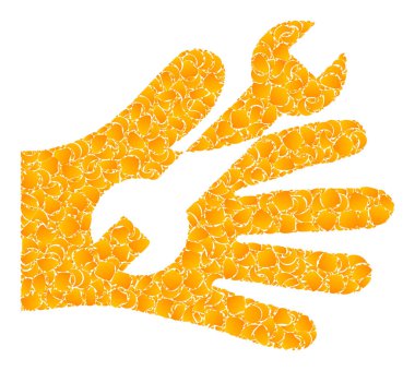 Altın Vektör Anahtarı Servisi El Mozaik Simgesi