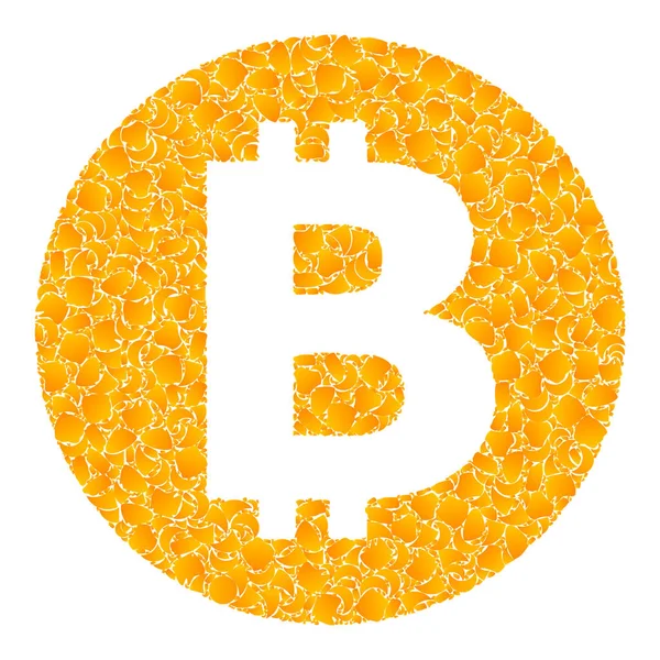 Vector de oro Bitcoin icono del mosaico — Vector de stock