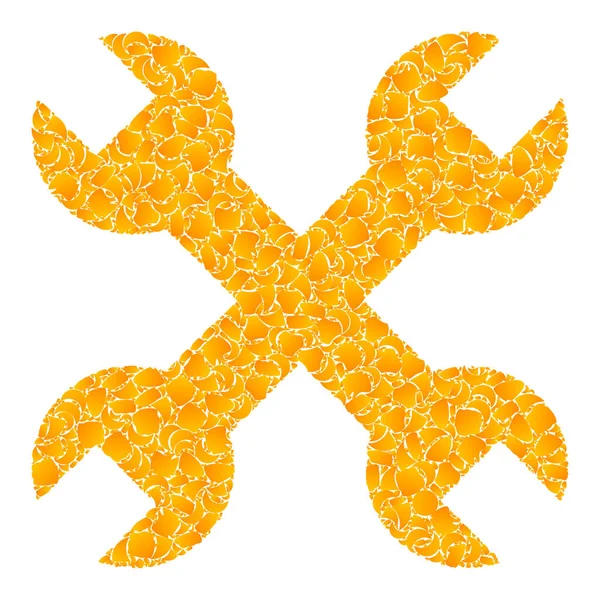 Oro Vector Reparación Spanners mosaico icono — Archivo Imágenes Vectoriales