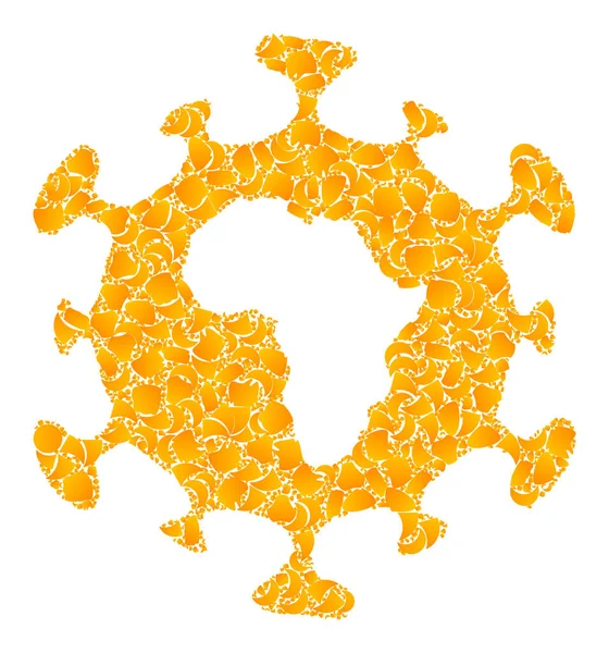 Gouden Vector Afrikaanse Coronavirus Mozaïekicoon — Stockvector