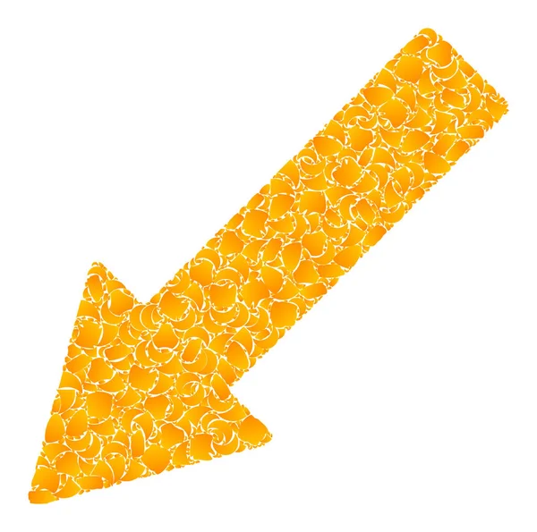 Golden Vector Left Down Arrow Mosaic Icon — Stock Vector