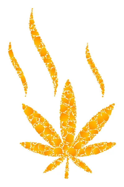 Golden Vector Cannabis Smoke Ψηφιδωτή εικόνα — Διανυσματικό Αρχείο
