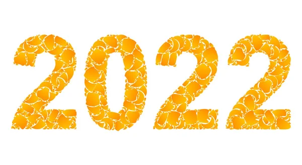 Guldvektor 2022 År Siffror Mosaik Ikon — Stock vektor