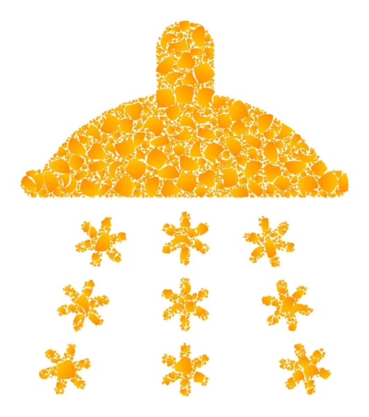 Vector de oro nieve ducha mosaico icono — Vector de stock