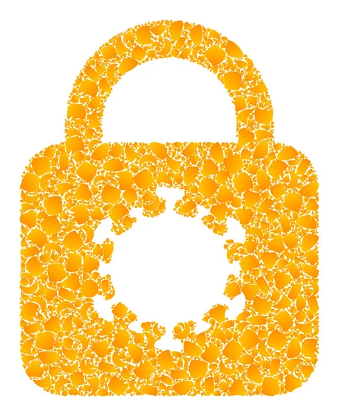 Gold Vector Virus Lock Icono de mosaico — Vector de stock