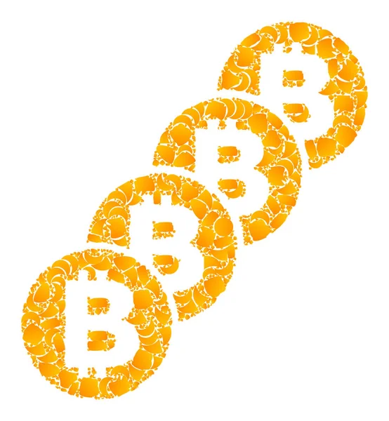 Gold Vector Bitcoin Coin Blockchain Mosaic Icon — Stockvektor