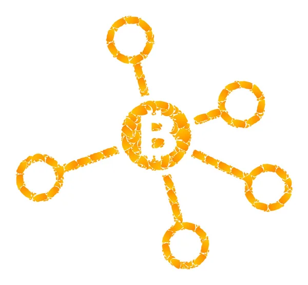 Golden Vector Bitcoin Node Links Mosaic Icon — стоковий вектор