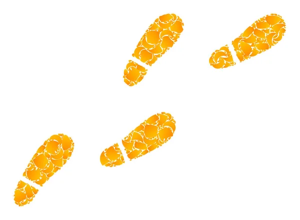 Golden Vector Human Footprints Trail Mosaic Icon — Stock Vector