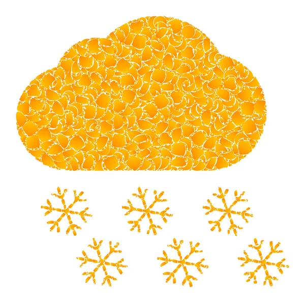Ouro vetor nuvem de neve ícone do mosaico — Vetor de Stock