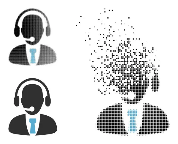 Pixel disperso e ícone original do operador de call center —  Vetores de Stock
