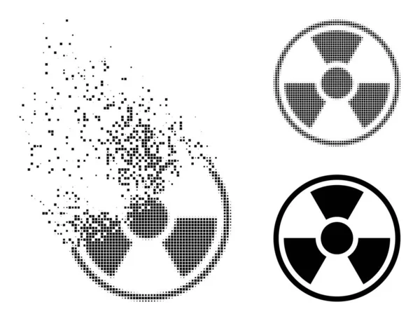 Fractured Dot and Original Radioactive Symbol Icon — Stock Vector