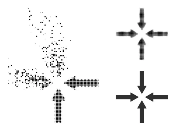 Bewegende stippen en originele krimppijlen pictogram — Stockvector