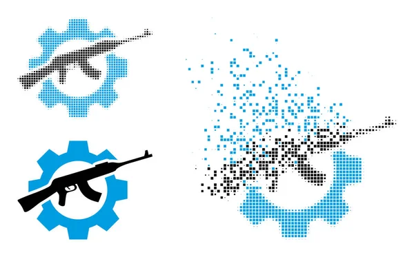 破碎的Pixel和原型武器工业图标 — 图库矢量图片