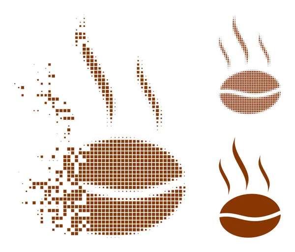 Explosión punteada y original icono de aroma de café — Vector de stock