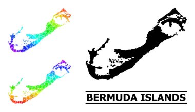 Bermuda Adaları Kolajı 'nın Hayalet Renkli Yıldız Mozaik Haritası