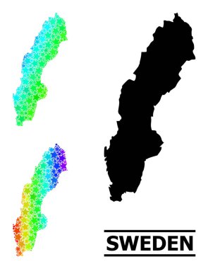 İsveç Kolajı Gökkuşağı Gradyan Yıldız Mozaik Haritası