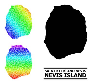 Gökkuşağı Gradyan Nevis Adası Kolajı Mozaik Haritası