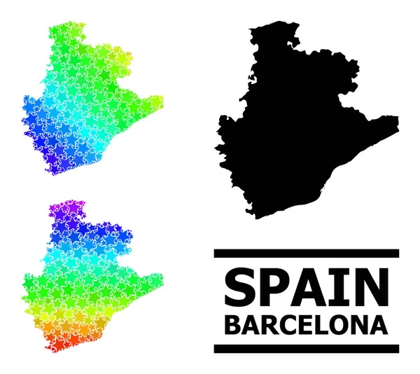 Rainbow Gradient Stars Mosaic Map of Barcelona Province Collage — Stock Vector