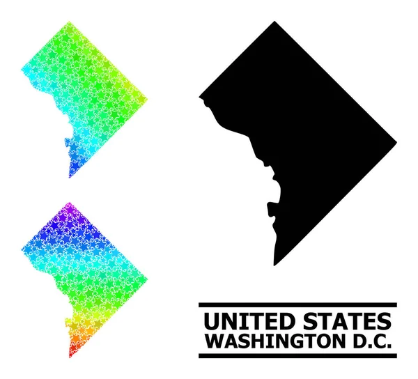 Gökkuşağı Gradyan Washington DC Kolajı Mozaik Haritası — Stok Vektör