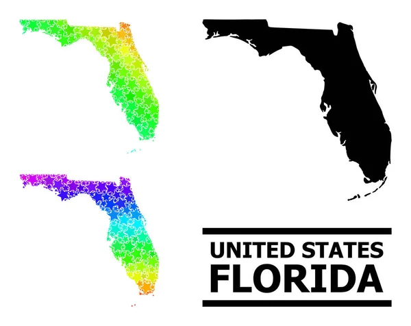 ( 영어 ) Rainbow Gradient Stars Mosaic Map of Florida State Colgrage — 스톡 벡터
