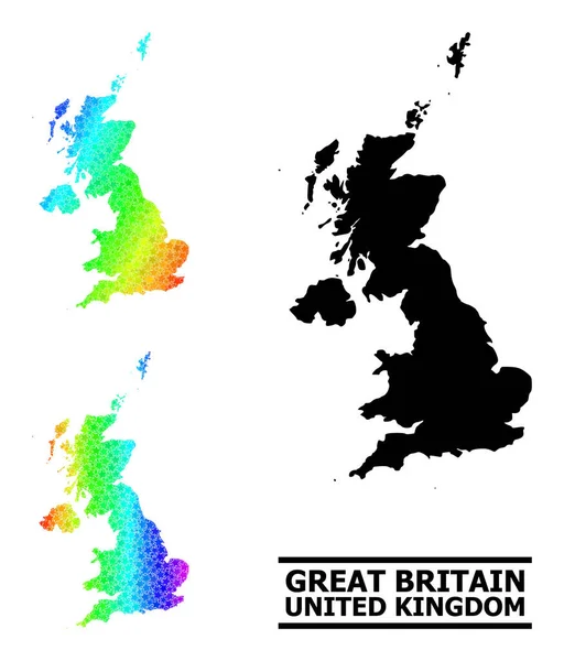 Spectral Colored Gradient Star Mosaic Map of United Kingdom Collage — Stockový vektor