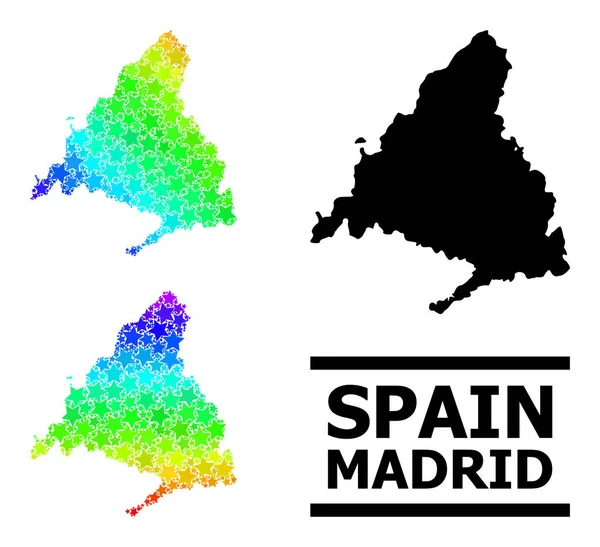 Rainbow Gradient Starred Mosaico Mappa di Madrid Provincia Collage — Vettoriale Stock