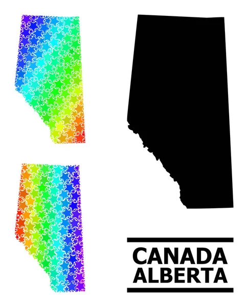 Spectrum Gradient Stars Mosaic Map of Alberta Province Collage — стоковий вектор