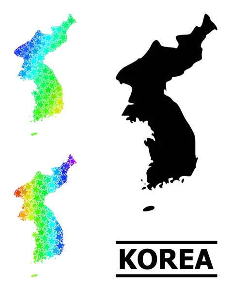 Spektral färgad Gradient Stars Mosaik Karta över Korea Collage — Stock vektor