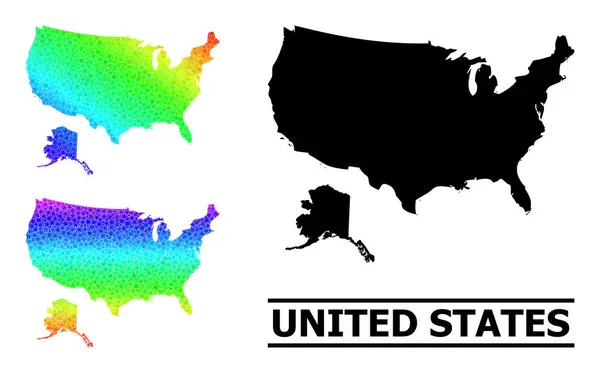 Разноцветная серая звезда на карте США и коллаж на Аляске — стоковый вектор