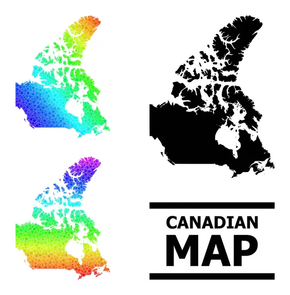 カナダの虹色の星のモザイク地図コラージュ — ストックベクタ