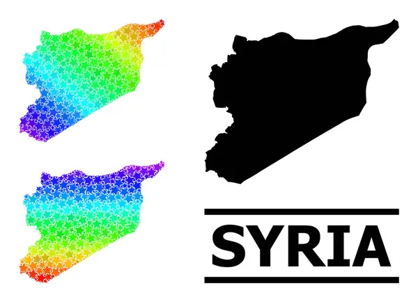 스펙트럼 유색 복사 ( 영어 ) Mosaic Map of Syria Colgrage — 스톡 벡터