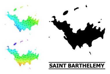 Gökkuşağı Gradyan Yıldızları Saint Barthelemy Kolajı Mozaik Haritası