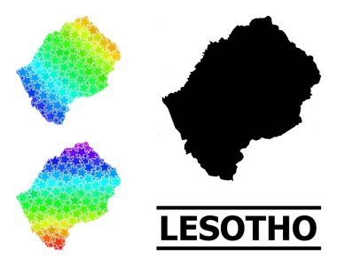 Spektrum Gradyan Yıldızlar Lesotho Kolajı Mozaik Haritası