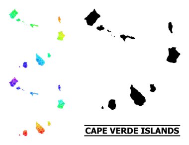 Cape Verde Adaları Kolajının Görüntü Renkli Yıldız Mozaik Haritası