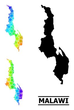 Gökkuşağı Gradyan Yıldız Malawi Kolajı Mozaik Haritası