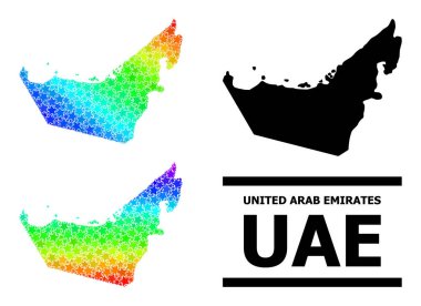 Gökkuşağı Gradyan Yıldızları Birleşik Arap Emirlikleri Kolajının Mozaik Haritası
