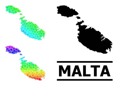 Gökkuşağı Gradyan Yıldızları Malta Kolajı Mozaik Haritası