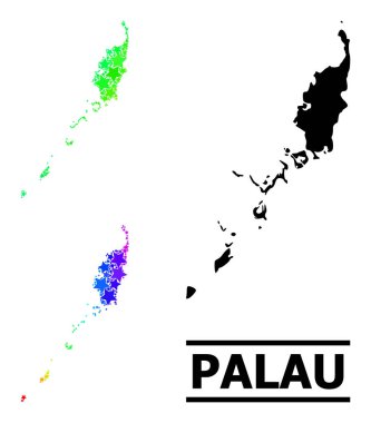 Palau Adaları Kolajının Görüntü Renkli Yıldızları Mozaik Haritası