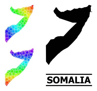 Spektral Renkli Gradyan Yıldızlar Somali Kolajı Mozaik Haritası