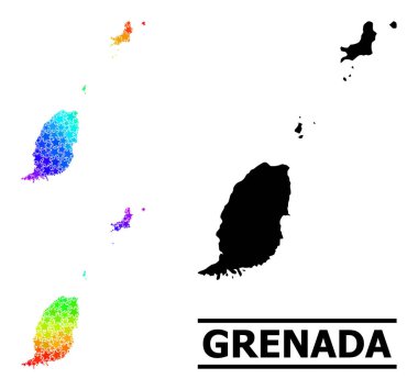 Spektral Renkli Gradyan Grenada Adaları Kolajı Mozaik Haritası