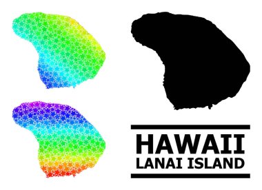 Tayf Gradyan Yıldız Mozaik Haritası Lanai Adası Kolajı