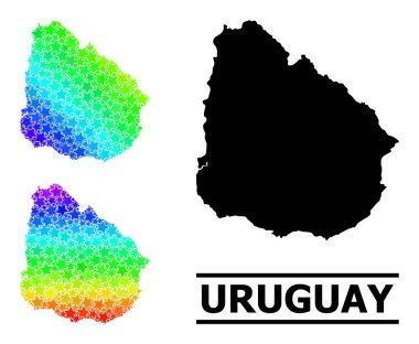 Renkli Hayalet Yıldız Mozaik Uruguay Kolajı Haritası