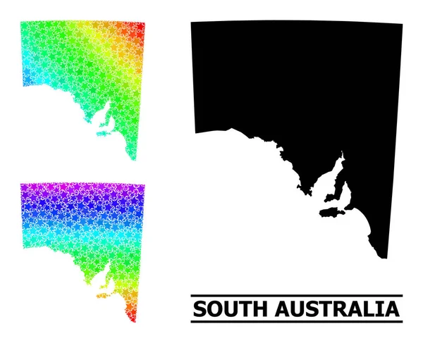 분광 유색 복사 별 Mosaic Map of South Australia Colgrage — 스톡 벡터