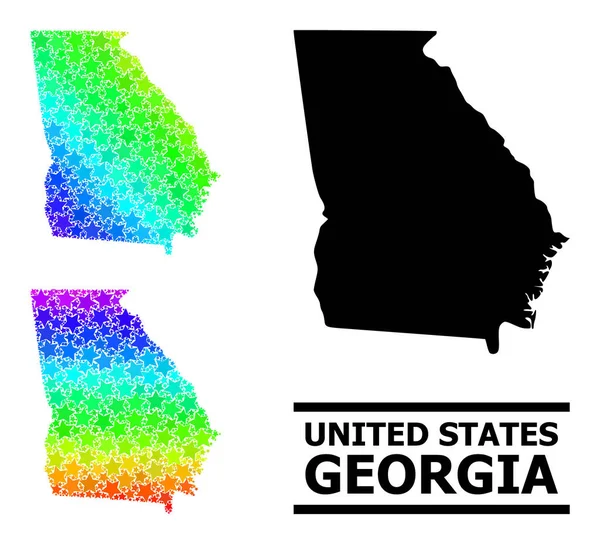 Spectrum Gradient Stars Mosaic Map of Georgia State Collage — Stock Vector