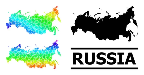 Tayf Renkli Gradyan Yıldızlar Rusya Mozaik Haritası — Stok Vektör