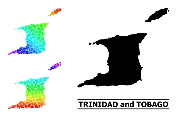Gradient Stars Mozaika Mapa Trynidadu i Tobago Kolaż — Wektor stockowy