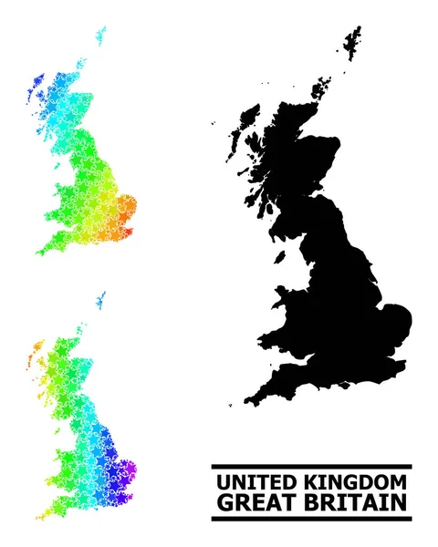 Tayf Gradyan Yıldızları Büyük Britanya Kolajı Mozaik Haritası — Stok Vektör
