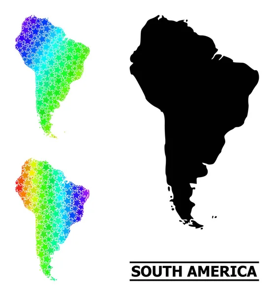 분광 유색 복사 별 모자이크 남미 콜라주 지도 — 스톡 벡터
